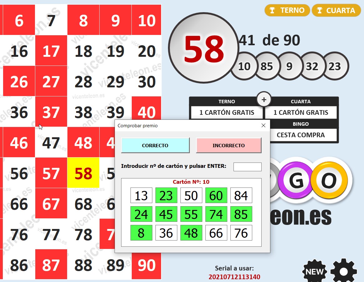 Sí misma descanso portugués Bingo 90 en Excel - Vicente Leon
